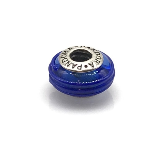 Pandora Blue Ribbon Murano Glass Rare Retired Bead Charm - Picture 2 of 4